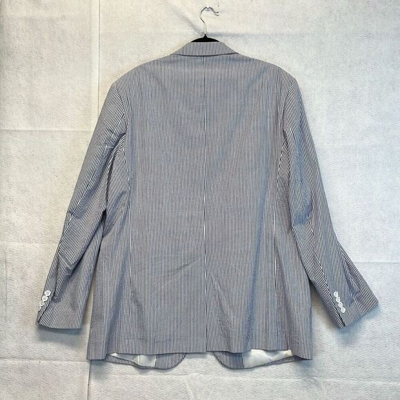 ALAN FLUSSER Blazer Suit Jacket Men's Size 46L Navy White Striped Notched Lapel - Picture 8 of 12